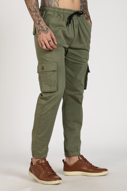 Men's Green Power Stride Solid Jogger Cotton