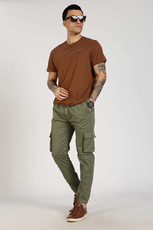 Men's Green Power Stride Solid Jogger Cotton