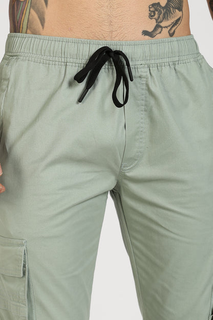 Men's Light Green Power Stride Solid Jogger Cotton