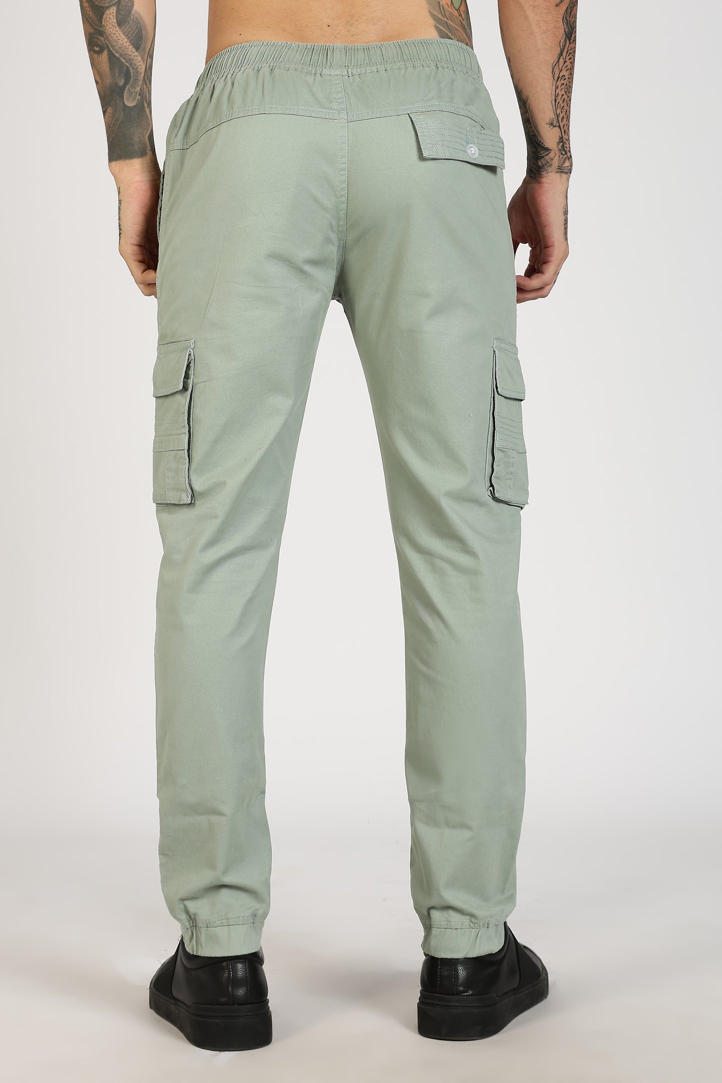Men's Light Green Power Stride Solid Jogger Cotton
