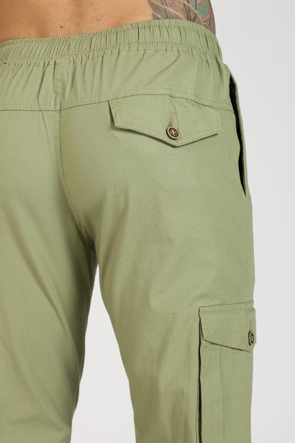 Men's Pista Green Sprint Ease Solid Jogger Cotton