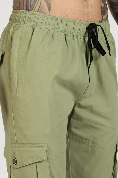 Men's Pista Green Sprint Ease Solid Jogger Cotton