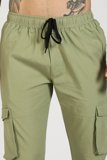 Men's Pista Green Sprint Ease Solid Jogger Cotton