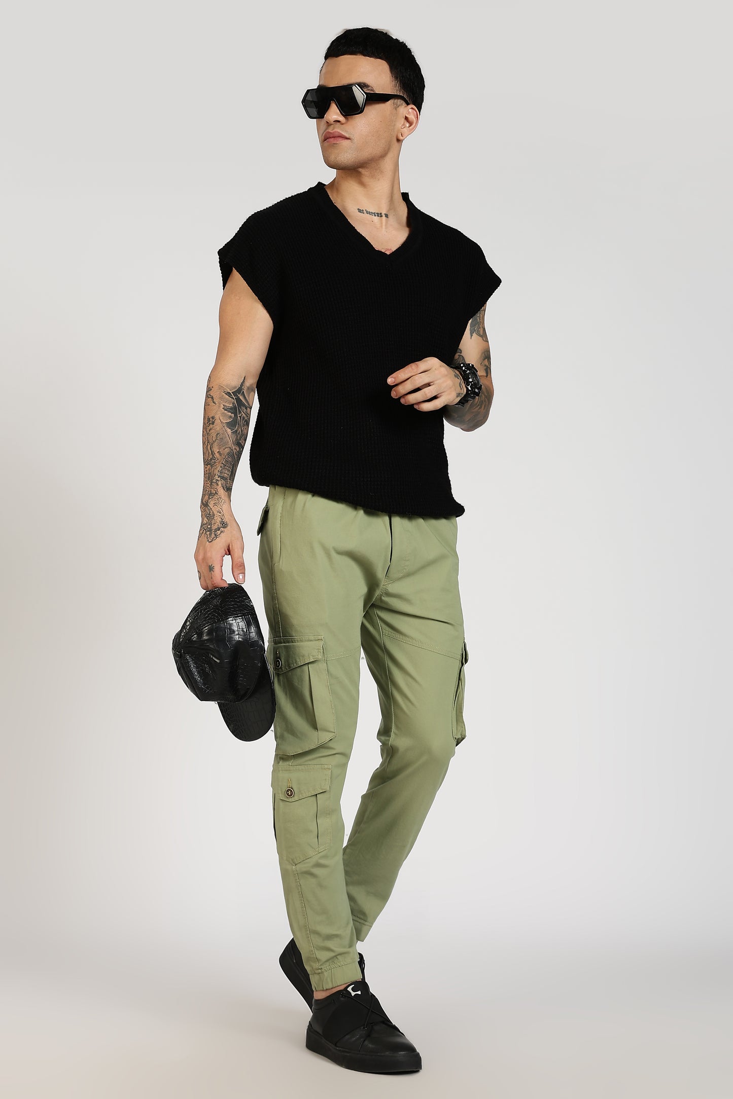 Men's Pista Green Sprint Ease Solid Jogger Cotton