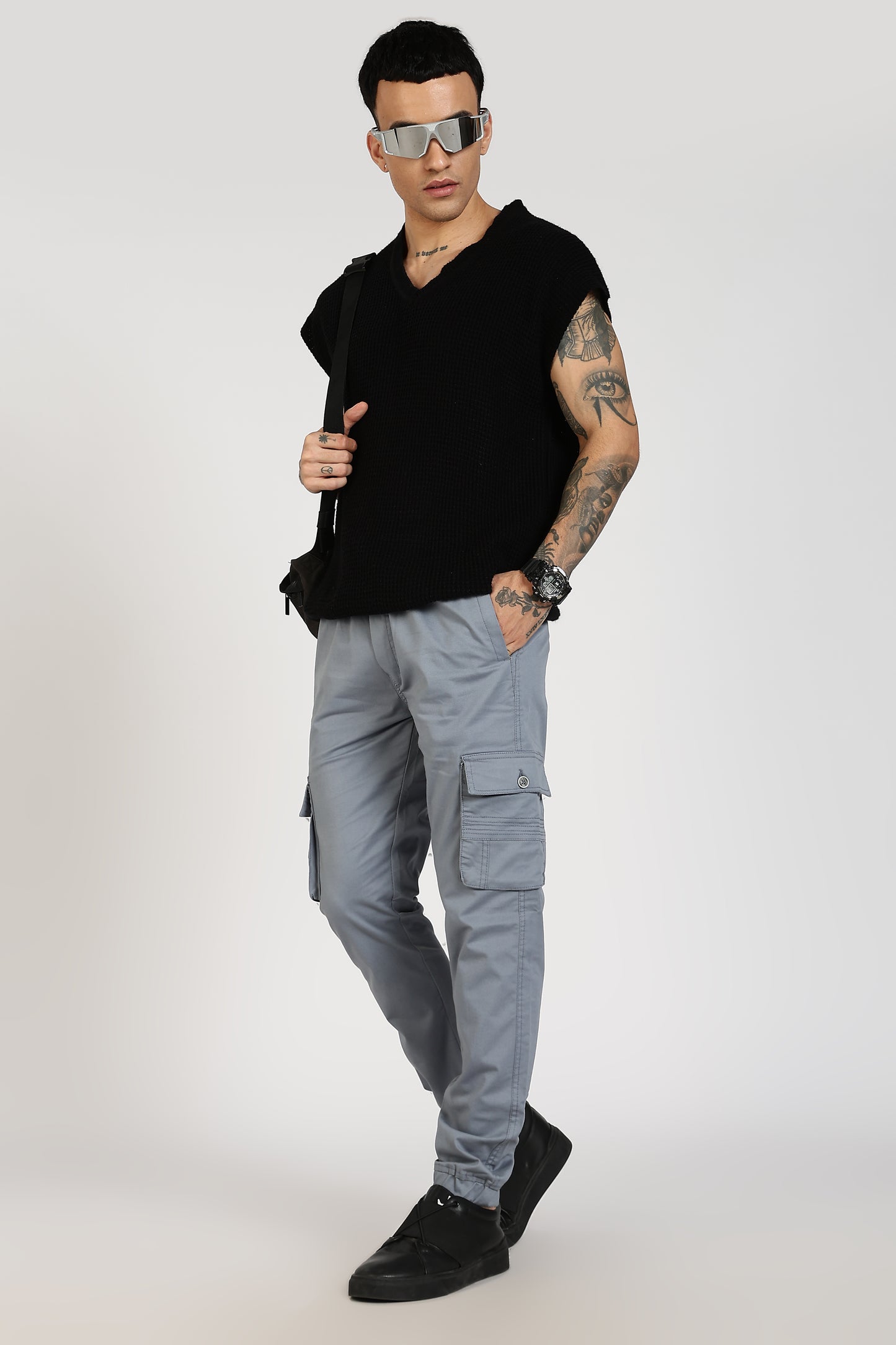 Men's Steel Grey Power Stride Solid Jogger Cotton