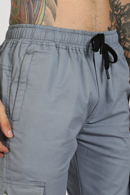Men's Steel Grey Power Stride Solid Jogger Cotton