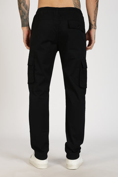 Men's Black Power Stride Solid Jogger Cotton