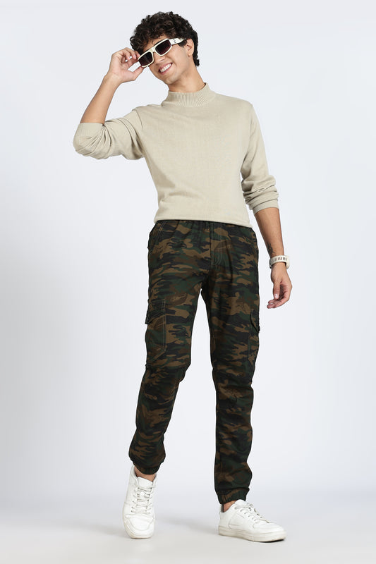 Men's Green Dyanmic Motion Military Print Jogger Cotton