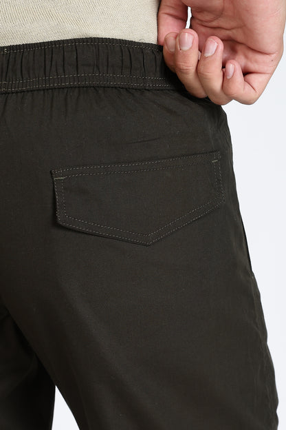 Men's Dark Olive Relax Fit Pyjamas Pants Solid Comfort Cotton