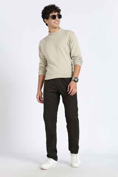 Men's Dark Olive Relax Fit Pyjamas Pants Solid Comfort Cotton