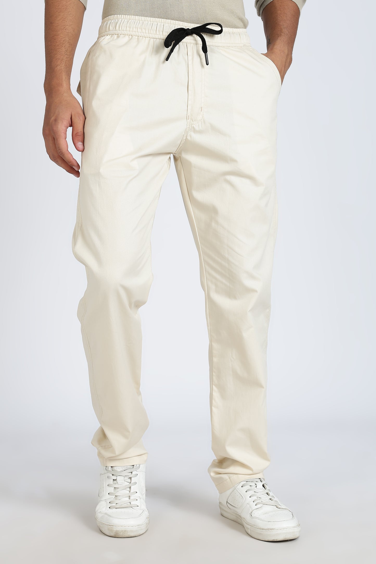 Men's Cream Relax Fit Pyjamas Pants Solid Comfort Cotton