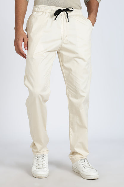 Men's Cream Relax Fit Pyjamas Pants Solid Comfort Cotton