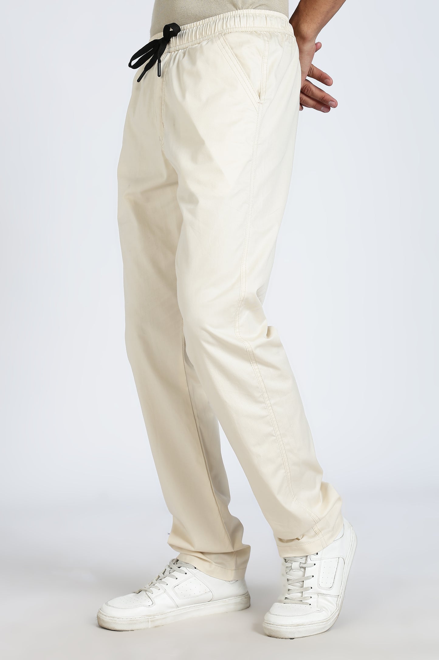 Men's Cream Relax Fit Pyjamas Pants Solid Comfort Cotton