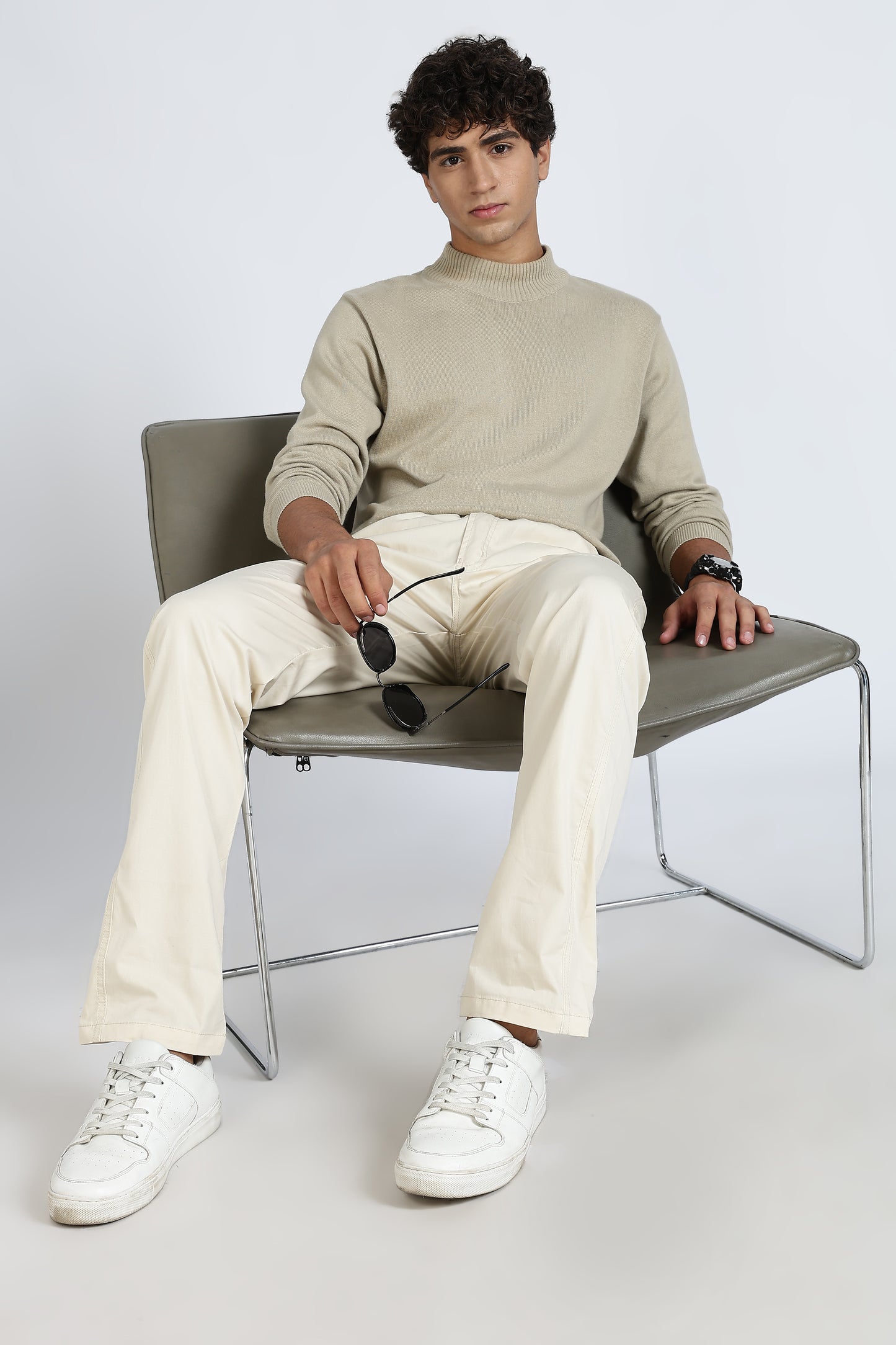 Men's Cream Relax Fit Pyjamas Pants Solid Comfort Cotton