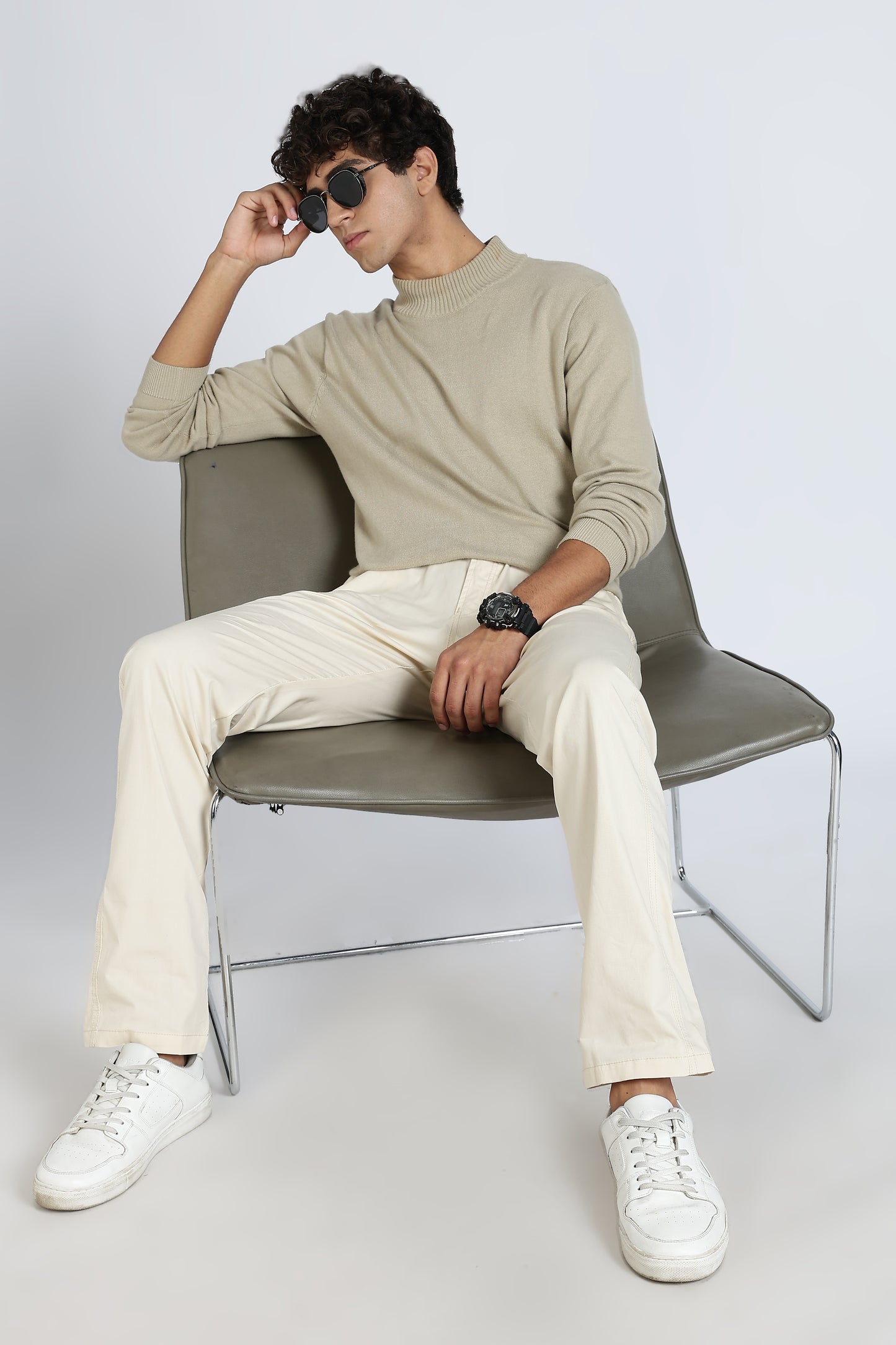 Men's Cream Relax Fit Pyjamas Pants Solid Comfort Cotton