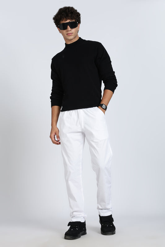 Men's White Relax Fit Pyjamas Pants Solid Comfort Cotton