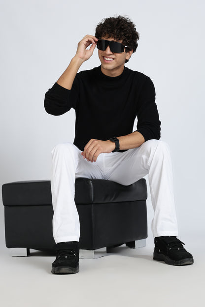 Men's White Relax Fit Pyjamas Pants Solid Comfort Cotton