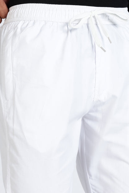 Men's White Relax Fit Pyjamas Pants Solid Comfort Cotton