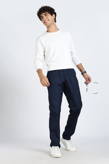 Men's Blue Relax Fit Pyjamas Pants Solid Comfort Cotton