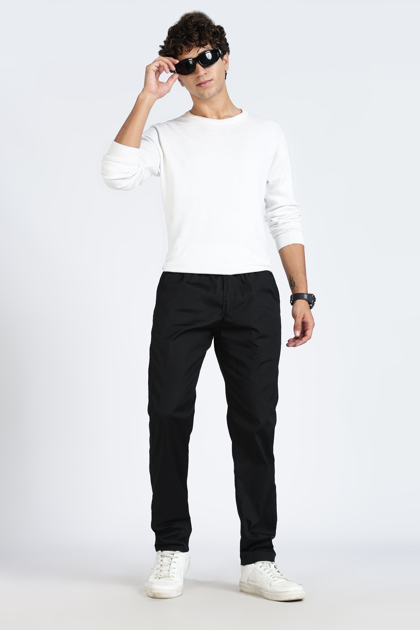 Men's Black Relax Fit Pyjamas Pants Solid Comfort Cotton