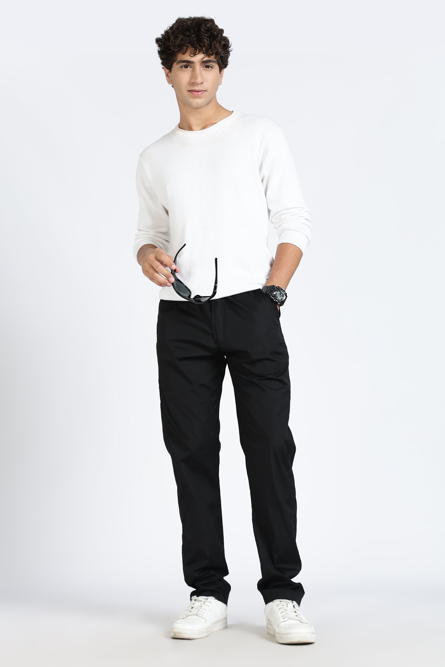 Men's Black Relax Fit Pyjamas Pants Solid Comfort Cotton