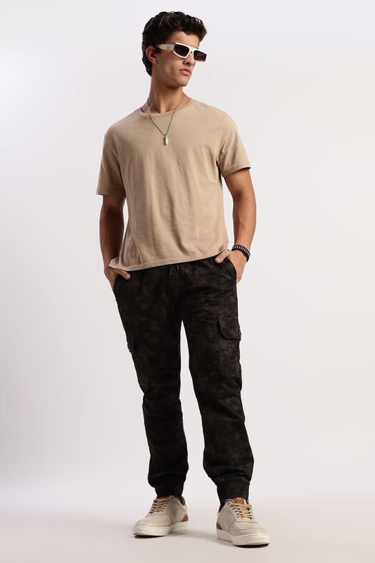 Men's Grey Street Runner MIlitary Print Jogger Cotton