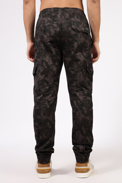 Men's Grey Street Runner MIlitary Print Jogger Cotton
