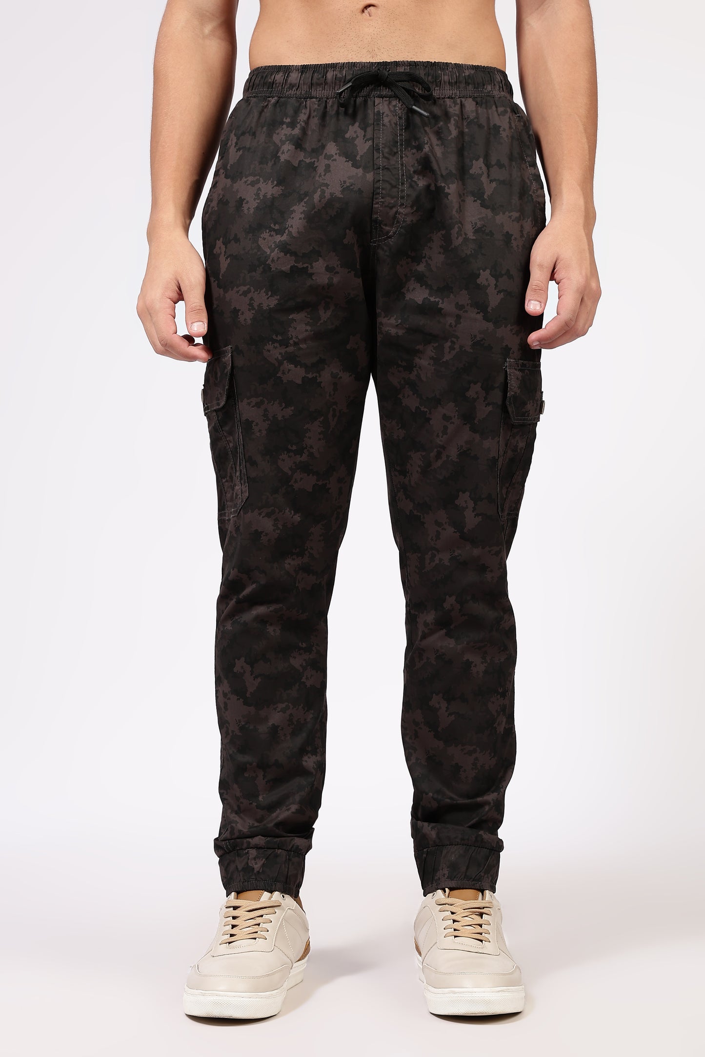 Men's Grey Street Runner MIlitary Print Jogger Cotton