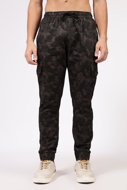 Men's Grey Street Runner MIlitary Print Jogger Cotton