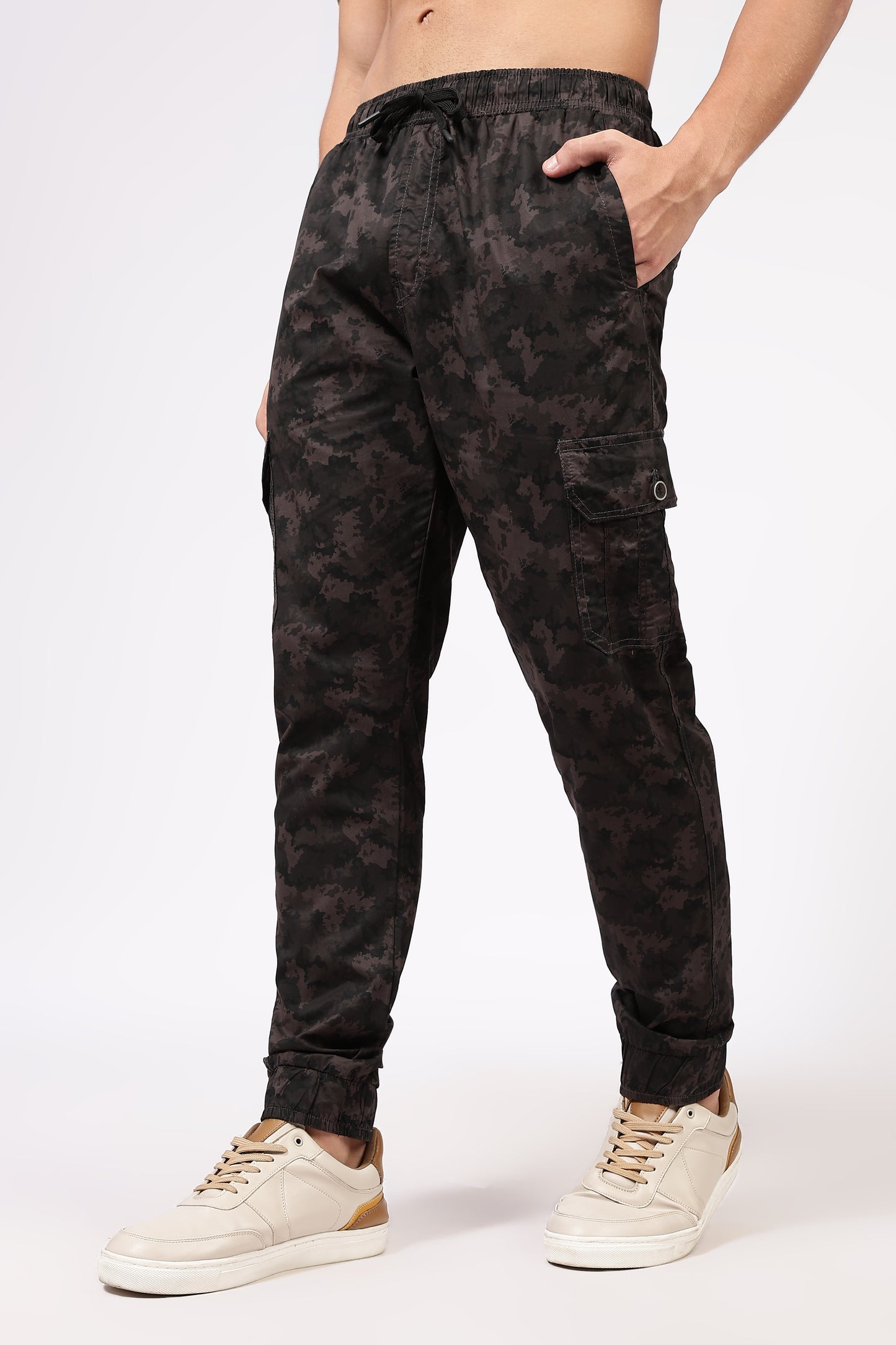 Men's Grey Street Runner MIlitary Print Jogger Cotton