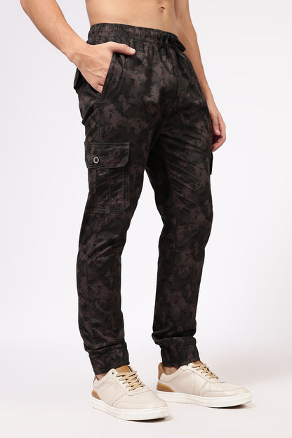 Men's Grey Street Runner MIlitary Print Jogger Cotton