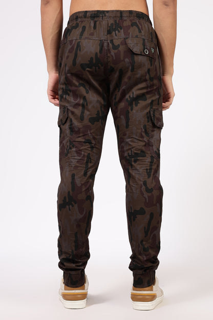 Men's Brown Street Runner MIlitary Print Jogger Cotton