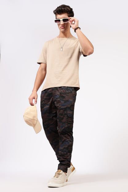 Men's Blue Street Runner MIlitary Print Jogger Cotton