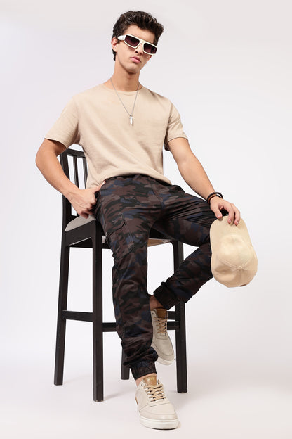 Men's Blue Street Runner MIlitary Print Jogger Cotton