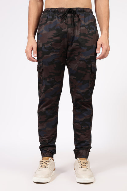 Men's Blue Street Runner MIlitary Print Jogger Cotton