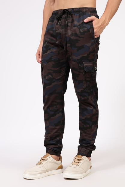Men's Blue Street Runner MIlitary Print Jogger Cotton