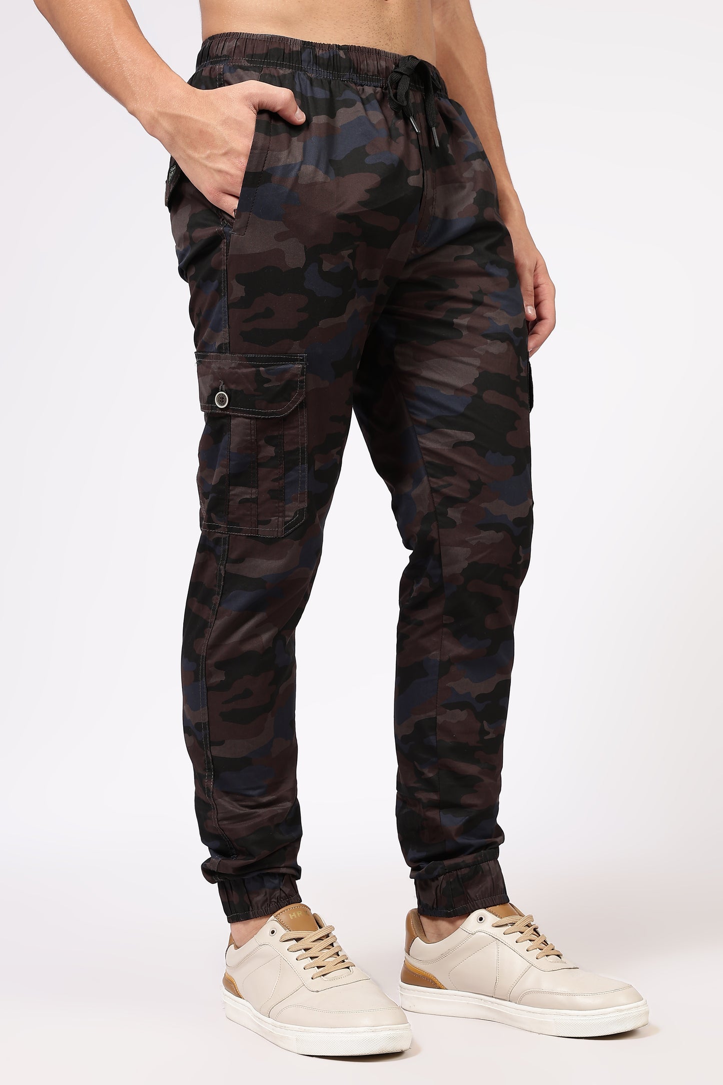 Men's Blue Street Runner MIlitary Print Jogger Cotton