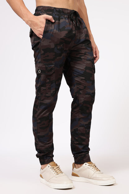 Men's Blue Street Runner MIlitary Print Jogger Cotton