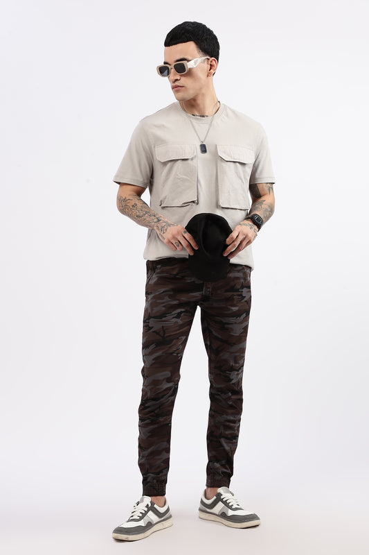 Men's Grey Military Printed Jogger
