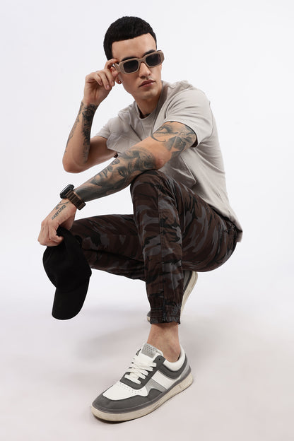 Men's Grey Military Printed Jogger