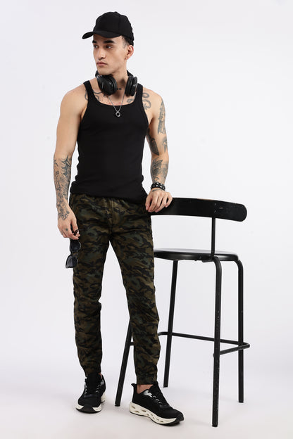Men's Green Military Printed Jogger