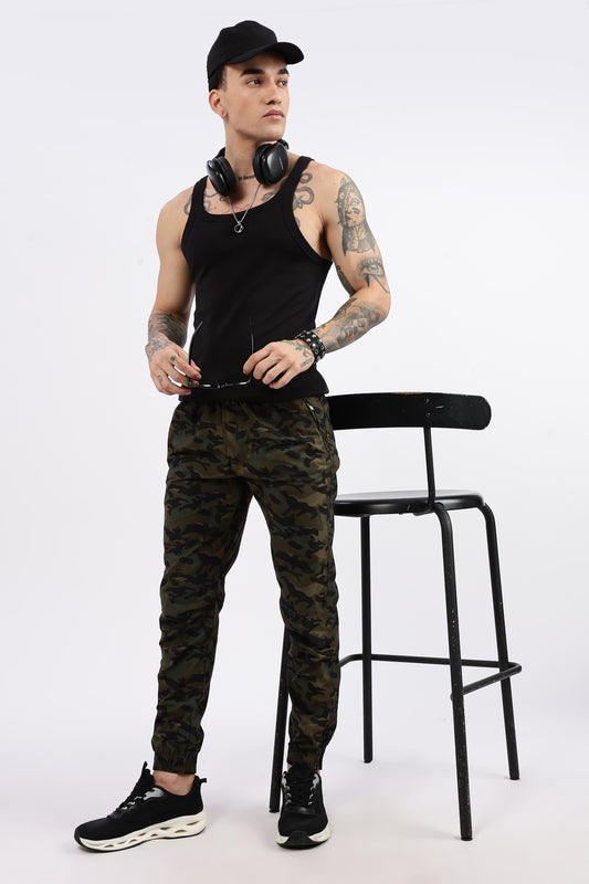 Men's Green Military Printed Jogger