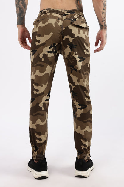 Men's Light Brown Military Printed Jogger