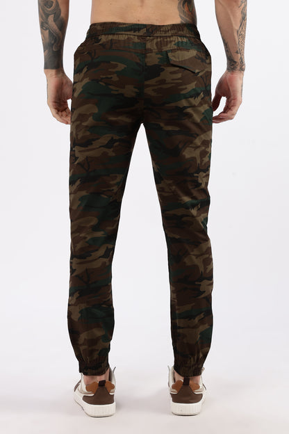 Men's Brown Military Printed Jogger