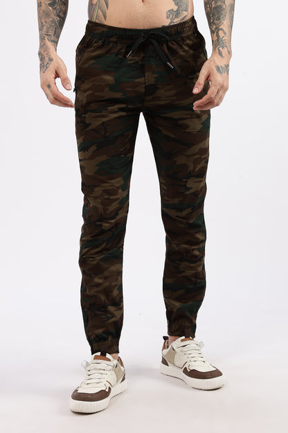 Men's Brown Military Printed Jogger