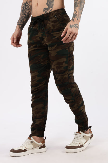 Men's Brown Military Printed Jogger