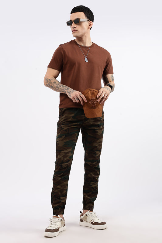 Men's Brown Military Printed Jogger