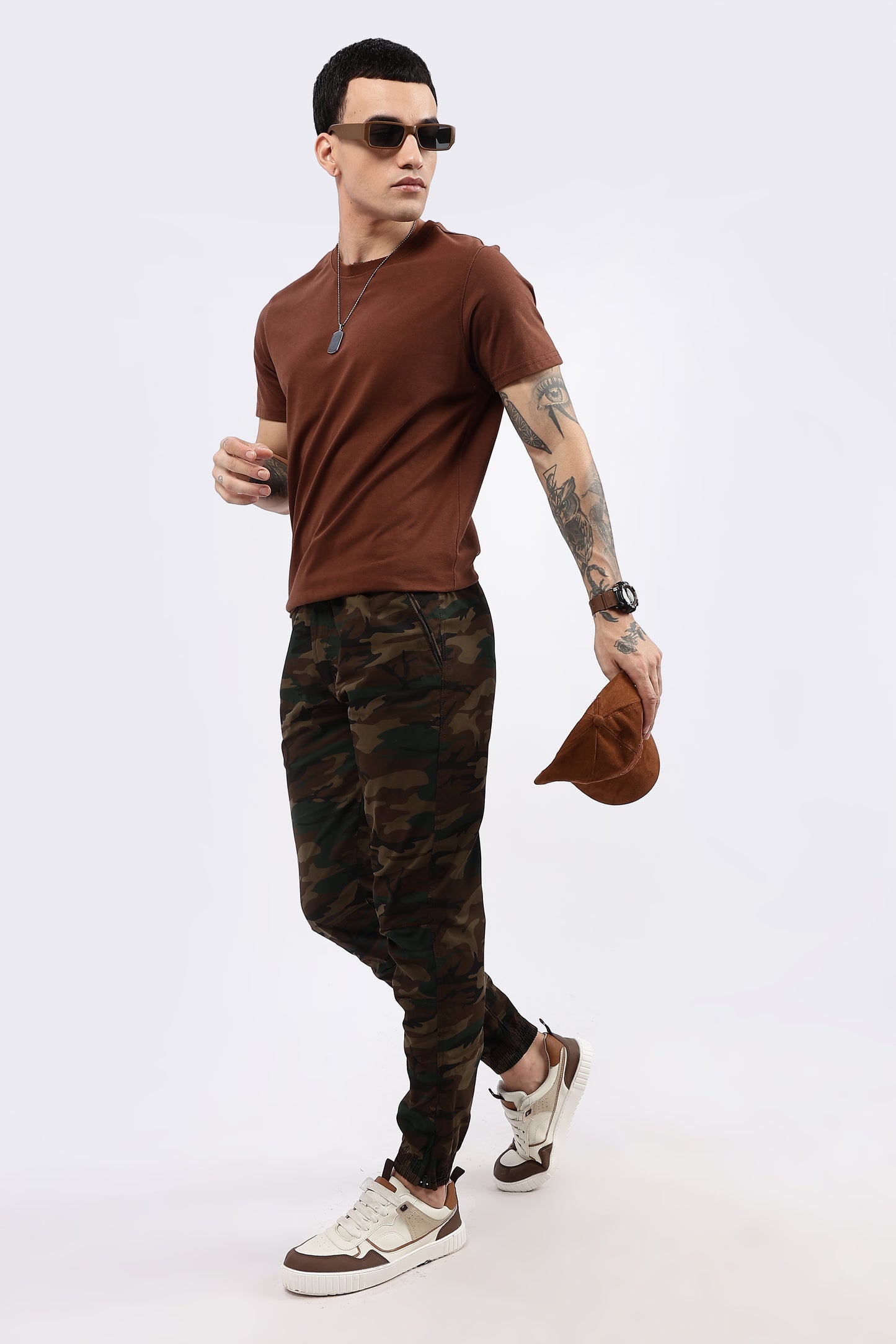 Men's Brown Military Printed Jogger