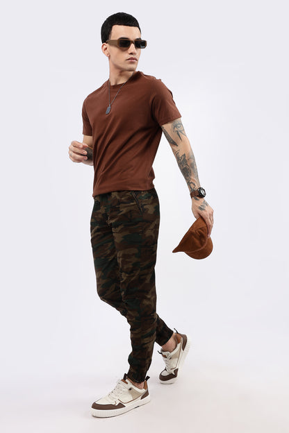 Men's Brown Military Printed Jogger