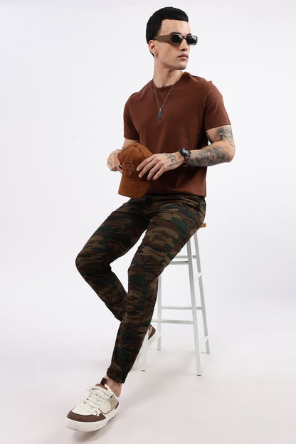 Men's Brown Military Printed Jogger